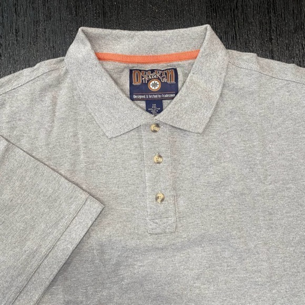 Duluth Trading Co. Mens 2XL Gray Cotton Short Sleeve‎ Polo Shirt